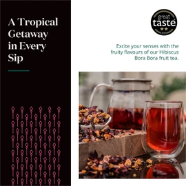 Hibiscus Tea Loose Leaf Bora Bora - Natural Blend of Hibiscus Blossoms Flowers, & Fruit Chunks - Tropical, Sweet, Floral & Zesty Fruit Notes - Easy to Brew Fruit Tea by The Tea Makers of London