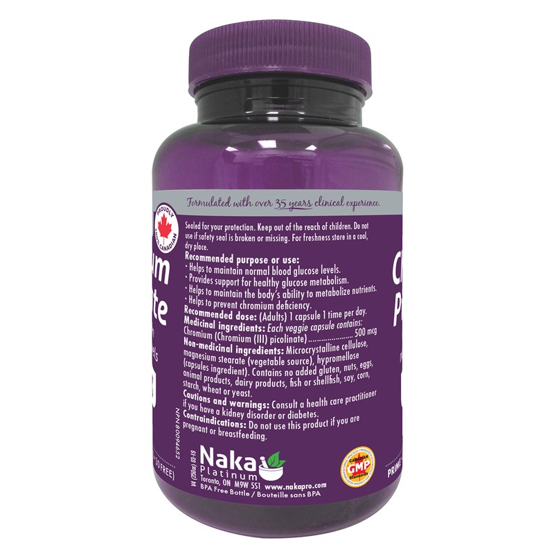 NAKA Naka Platinum Chromium Picolinate 500 mcg per capsule BONUS
