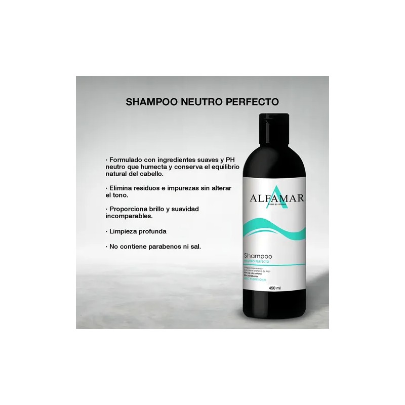Shampoo Neutro Perfecto Alfamar Sin Sal Para Limpieza Profunda Y