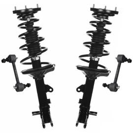 Detroit Axle - Rear Struts Sway Bars for 2005-2009 Kia Spectra Spectra5, 2 Complete Struts with Coil Spring Assembly 2 Sway Bar End Links 2006 2007 2008 Replacement Suspension Kit