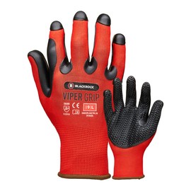 Blackrock Viper Ultra High Grip Safety Work Gloves, Heavy Duty Moulded Textured Black Rubber Palm, Industrial Grip & Durability, Men's Women's, For Construction, Gardening, Agriculture, Size Large