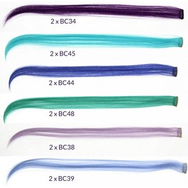 Prettyland - GHW08 colorful multi-colored 12-piece hair extension set hairpiece clip-in straight strands - Set 2