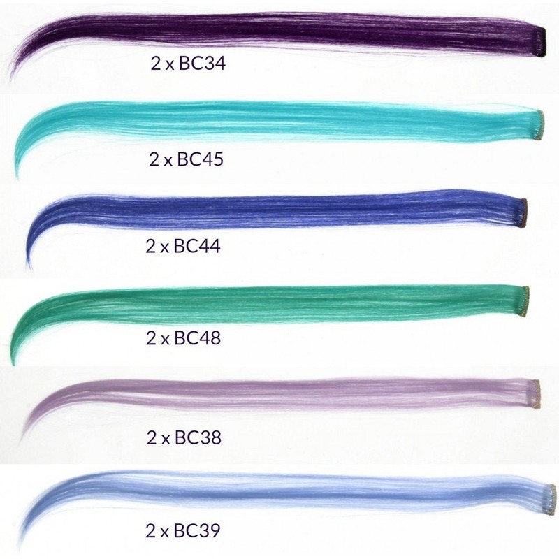 Prettyland - GHW08 colorful multi-colored 12-piece hair extension set hairpiece