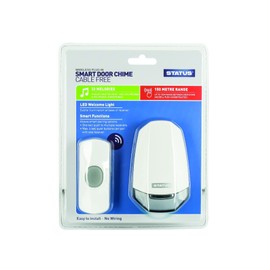 STATUS Wireless Door Bell White | Waterproof Ring Door Chime with LED Welcome Light | 150 Meters Range with 32 Melodies | SWPDCNLCF1PK10