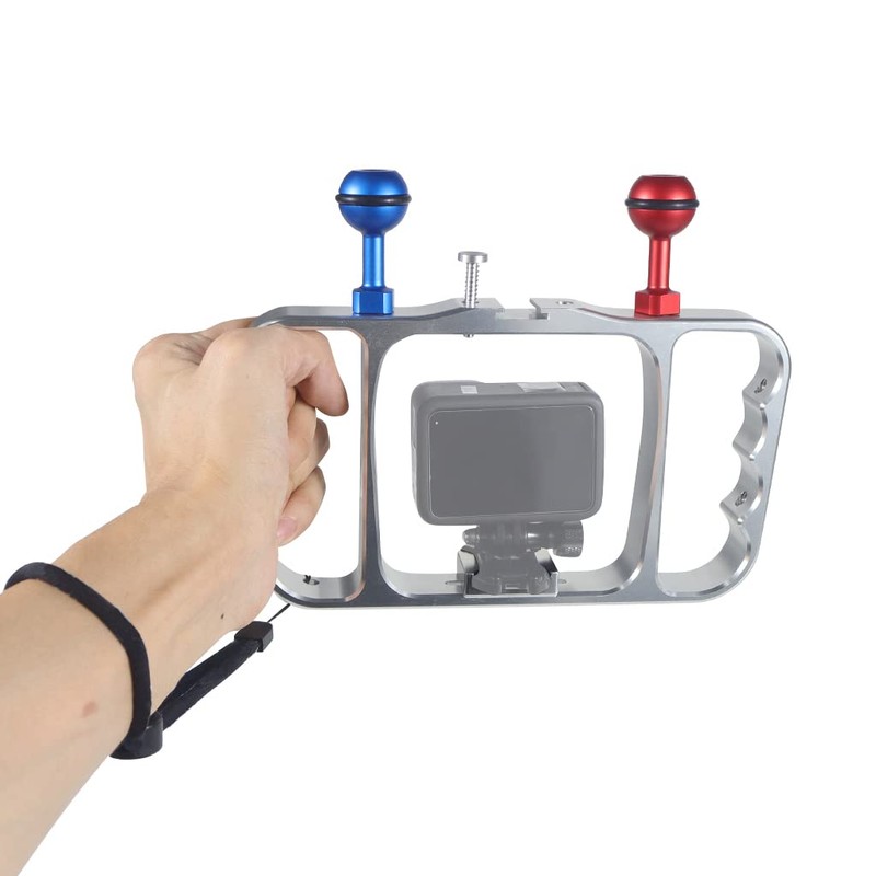 CS PRIORITY Aluminum Handheld Stabilizer Bracket Dual Handle Grip FlashLight