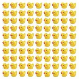 XINYUICEAN Patos Pequeños, 120 Piezas de Mini Patos de Resina Figuras de Pato En Miniatura Lindos Mini Patos Forma Realista Patos en Miniatura para Micro Jardín de Hadas Paisaje Acuario Casa(Amarillo)