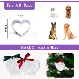 FIDWALL Pack of 2 pet paw print set, memorial ornaments for dogs and cats, for new puppies and kittens, no ink cat dog paw print set as a keepsake, with holder and name stamp.