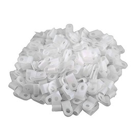 XINGYHENG 200pcs White Nylon R-Type Cable Clamp Fastener for 3/8 Inch (9.5mm) Dia Wire Tube (Plastic Wire Cord Clip Fixer)