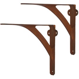 [Set of 2] Shelf Brackets for 8", 10", 12" Shelves - Rust Finish - 9.88" x 7.38" - Heavy Duty Iron Shelf Bracket - L Brackets for Wall Shelves - Easy to Install - Hardware Included