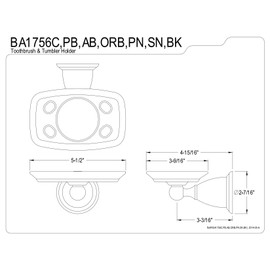 Kingston Brass BA1756C Heritage Toothbrush and Tumbler Holder, 5-1/2-Inch, Polished Chrome