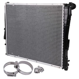 cciyu 2636 Radiator and 8MM-10MM,30MM-50MM Hose Clamp Replacement for 2001-2005 for 320i 2.2L 2000 for 323Ci 2.5L 2000 for 323i 2.5L 1999 for 323is 2.5L 2001-2005 for 325Ci 2.5L