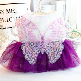 AZA Dog Princess Dresses for Small Dogs Lolita Clothes Butterfly Fairy Costume Pet Cat Girl Cute Lace Coat Outfits Fall Costumes Summer (XL,Purple)