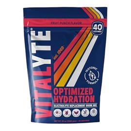 Vitalyte - Mezcla de bebidas en polvo para electrolitos naturales, sin gluten, 40 2 tazas por contenedor, Bolsa para frutas.                          