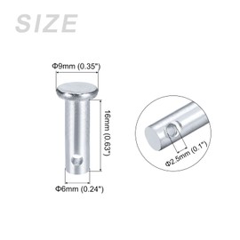 METALLIXITY 12pcs 6mmx16mm Single Hole Flat Head Carbon Steel Fastener Pins for Metal Devices Furniture Mounting Industrial DIY