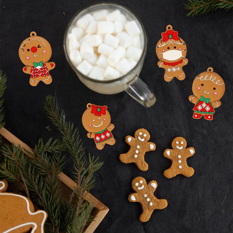 Rumyve Christmas Gingerbread Man Ornament Set - 12-Piece Gingerbread Man