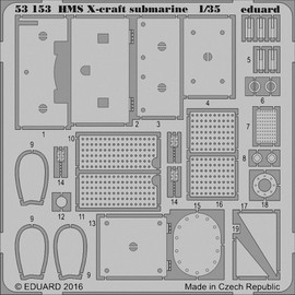 EDU53153 1:35 Eduard PE - HMS X-Craft Submarine Detail Set (for use with The Merit Model kit) [Model KIT Accessory]