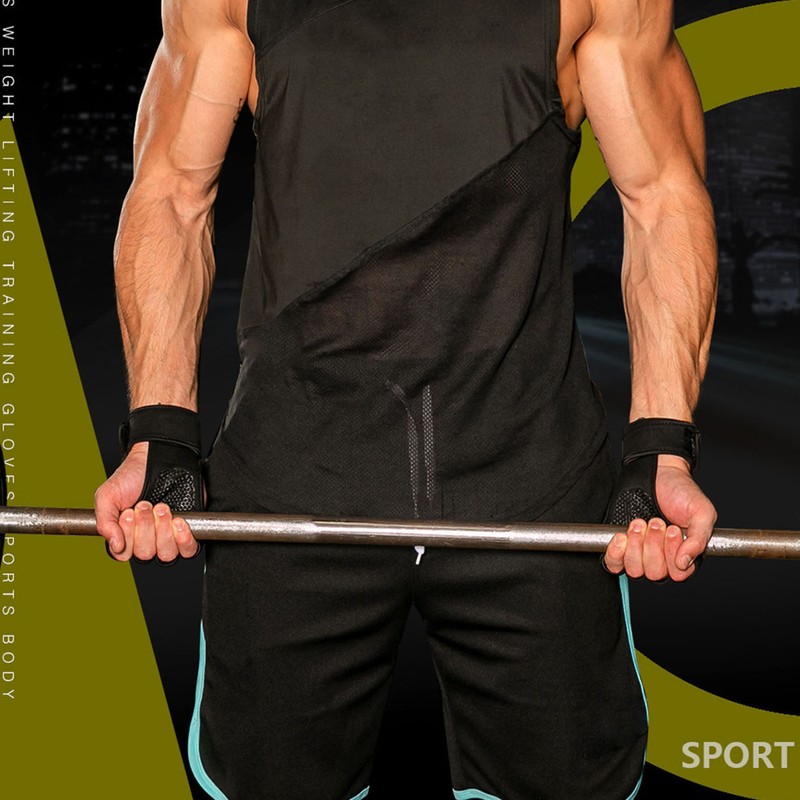 Weight Lifting Gloves Polyester Fiber Hook and Loop High Density