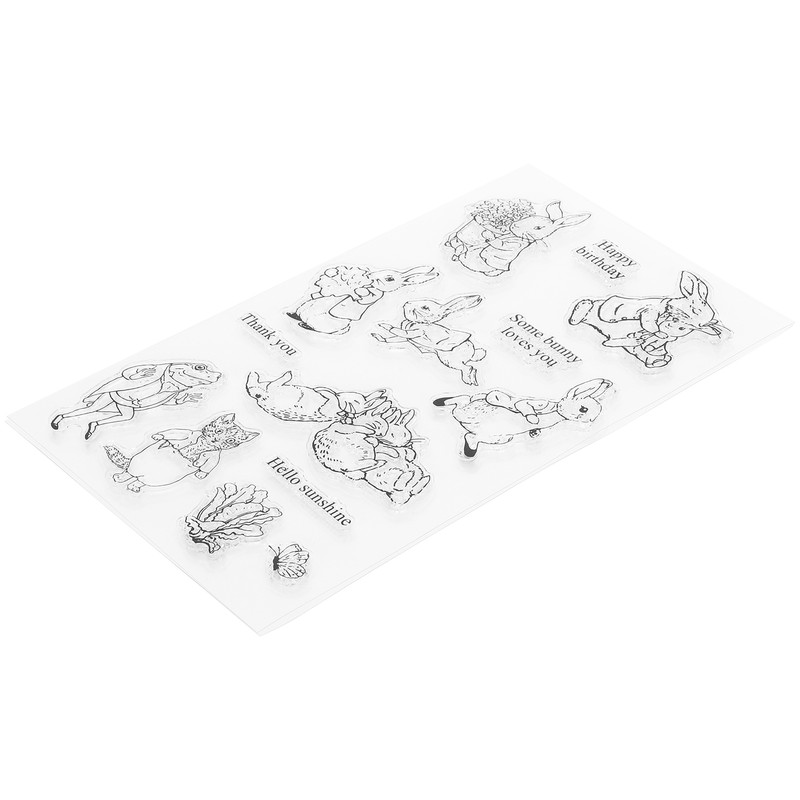 Transparent Stamp Rubber TPR Rectangle DIY Journal Rabbit Pattern Craft