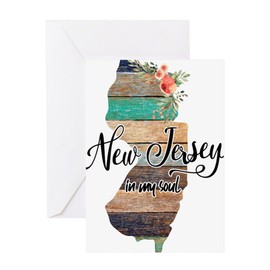 CafePress New Jersey Map Greeting Cards Folded Greeting Card Glossy