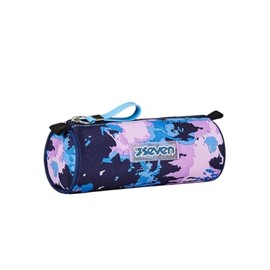 Seven Blue and Pink Pencil Case with One Compartment Zipper Opening Kids Teens Purple School School, Purple, School
