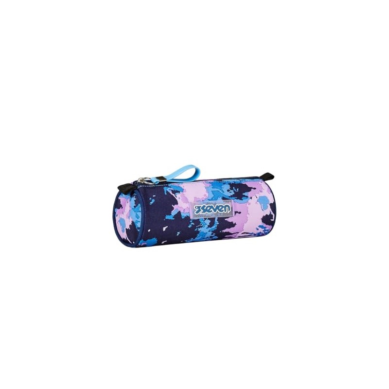 Seven Blue and Pink Pencil Case with One Compartment Zipper