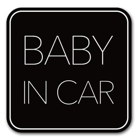 Baby Car Magnet (Simple Design) Baby in Car Baby On Board Sticker Sign Black (Magnet)