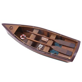 NAUTIMALL Handcrafted Wooden Rowboat Model with Oars, Vintage Decorative Miniature Boat for Home Decor, Nautical Gift, and Collectibles, Miniature Canoe Nautical Sailboat Decor