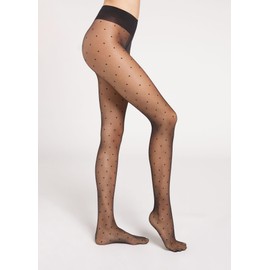 CALZEDONIA Woman's Sheer polka dot tights in Black, Size M