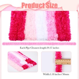 Teenyyou 24 Pcs 30mm x 39.37 Inch Extra Thick Jumbo Pipe Cleaners Bulk Giant Fur Fluffy Pipe Cleaners Chenille Stems Craft Supplies for St. Patrick Easter Gifts DIY Project(Pink)