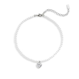 COACH Womens Stone Heart Pearl Choker Necklace