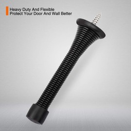 KOVOSCH 10 Pack Spring Door Stoppers Black - Flexible Heavy Duty Screw-in Door Stop Spring, Wall Door Stopper with Black Bumper Tips