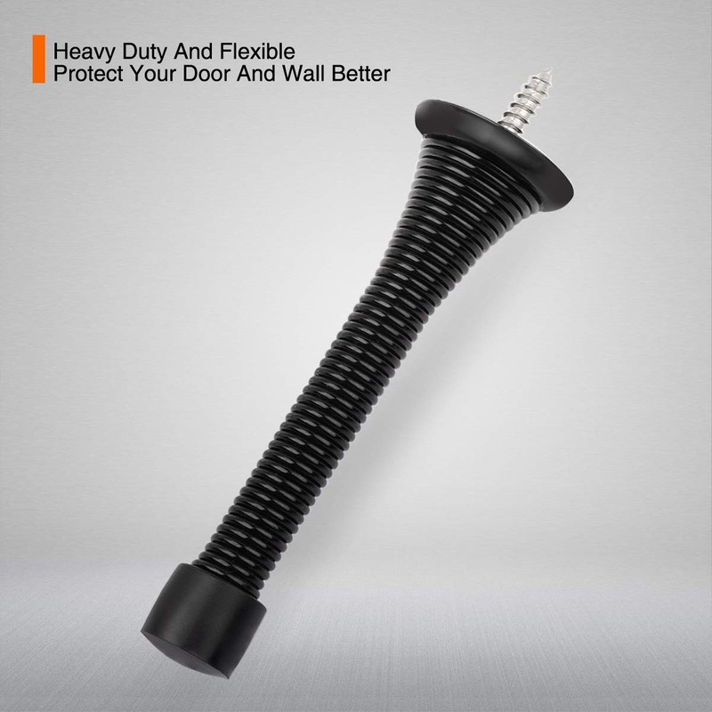 KOVOSCH 10 Pack Spring Door Stoppers Black - Flexible Heavy