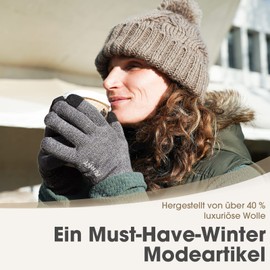 Rahhint Winter Gloves for Men and Women, Touchscreen Thermal Gloves, Warm Wool Knitted Gloves with Fleece Lining