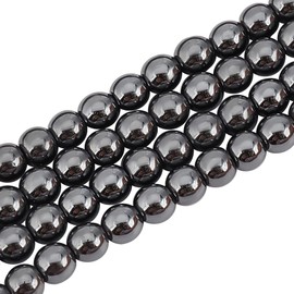 OLYCRAFT 400pcs 4mm Black Synthetic Hematite Round Beads for Bracelet Necklace Jewelry Making