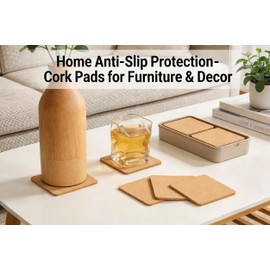 YOFAN Cork Sheets, 4-Pack 4" x 4" Natural Cork Tiles for DIY Coasters