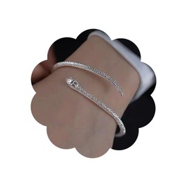Wendalern Silver Snake Bracelet Open Snake Bracelet Adjustable Snake Bracelet Bypass Bracelet Funny Flexible Snake Bracelet Jewellery for Women Girls