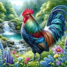 Acudotr Diamond Painting Kits for Adults, 5D DIY Rooster Diamond Art Kits for Beginners, Full Drill Diamond Painting Kits for Home Wall Decor, 12x12 Inch