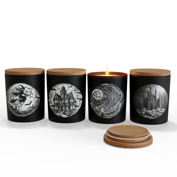NATIKON 9oz Black Glass Candle Jars with Airtight Lids -