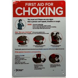FIRST AID FOR CHOKING SIGN- Resturant choking sign (ALUMINIUM, REFLECTIVE. 7X10 INCH,HEAVY DUTY, RUST FREE, WHITE)