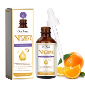 Vitamin C Serum Hochdosiert, Vitamin C Serum Gesicht, Bekämpft Dunkle Flecken, Fältchen und Feine Linien, Hellt Den Hautton Auf und Spendet der Haut Langanhaltende Feuchtigkeit