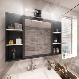 Tipace Black LED Crystal Bathroom Vanity Light Fixtures,Modern Wall Sconces Bubble Glass Wall Lights,6000K Wall Lamp for Bathroom,Living Room, Bedroom,Hallway