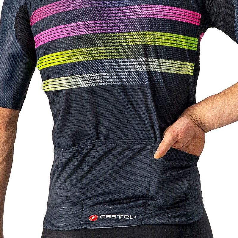 Castelli Endurance Pro Jersey - Men's Savile Blue/Pink/Electric Lime, M