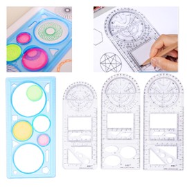 Multifunctional Geometric Ruler Set,Mathematics Drawing Ruler Geometric Drawing Template Measuring Tool Draft Rulers Million Flower Rulers…