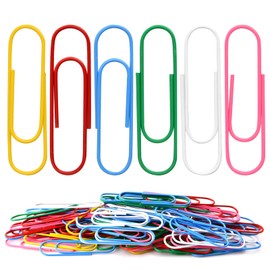 Colourful Paper Clips, Large, 100 mm, Large Paper Clips, Letter Clips for Papers, School, Office Supplies (100 Pieces)