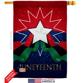 Happy Juneteenth Day House Flag Set Black History Jubilee Days African Americans Independence Small Decorative Gift Yard Banner Double-Sided Made In USA 28 X 40