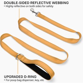 Joytale Correa reflectante de doble cara para perro, 6 pies/5 pies/4 pies, correa acolchada de nailon para perros, correa de entrenamiento para perros pequeños y medianos, marrón, 6 pies