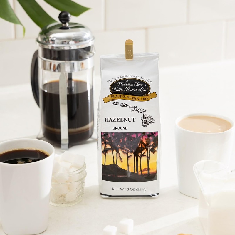 Hawaiian Isles Coffee Hazelnut Flavored, Light Roast Ground Coffee, Roasted