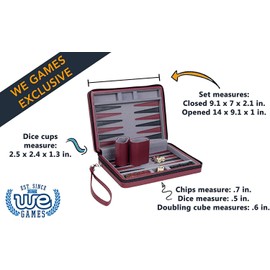 WE Games Custom Monogram Magnetic Travel Backgammon Set - Burgundy