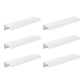 Tsnamay 6Pcs 5.9" White Arc Surface Pull,White Edge Pulls Furniture Drawer Handles Hidden Cabinet Handle,Hole Dia.5.04"/128mm