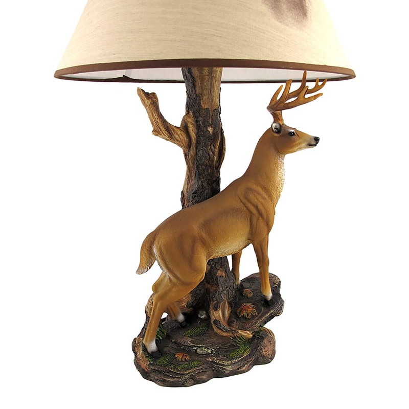 Zeckos `Champion` 12 Point Buck Table Lamp with Deer Printed